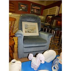 UPHOLSTERED ARM CHAIR - POWDER BLUE