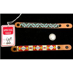 Pair of leather beaded bracelets