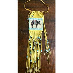 Handmade leather beaded purse