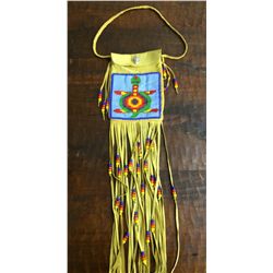 Handmade beaded leather purse