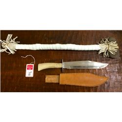 Handmade antler handle knife and war club