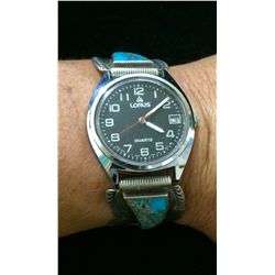 Turquoise and sterling silver Native American watch tips
