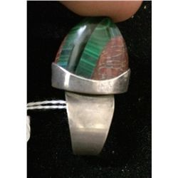 Unique malachite coral and sterling ring