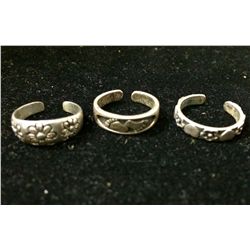 Three sterling silver toe rings