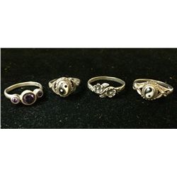 Four Southwestern style sterling rings