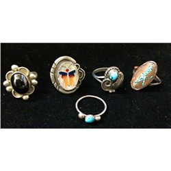 Five misc. Southwestern style rings