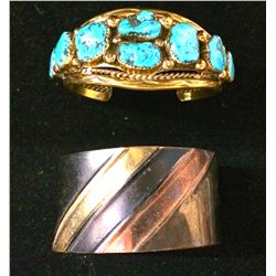 Pair of Southwestern style cuff bracelets