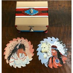 Handpainted sawblades and jewelry box