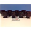 Image 1 : Vintage Royal Ruby Red Avon Cape Cod Pattern Footed Glass set