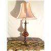 Image 1 : Copper Look Table Lamp Brass Base Chain Switch Double Socket w/Shade