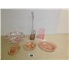 Image 1 : 4 Pieces of Pink Glassware: