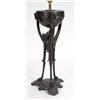 Image 1 : Bronze three legged table lamp with cherub mask and floral decoration, 44cm high…