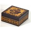 Image 1 : Square Tunbridgeware box and cover, decorated with a bouquet of flowers, 9cm in length…