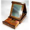 Image 1 : Walnut cased lockable campaign toilet mirror…