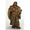 Image 1 : Painted and hand gilded wooden religious figure of a man wearing a red cloak with green robes, 18…
