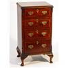Image 1 : Burr walnut and mahogany cross banded four drawer chest with brass handles on cabriole feet…