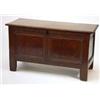 Image 1 : 18th century oak plank chest, the moulded top above an arcadian carved frieze and a pair of panel…