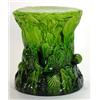 Image 1 : Green glazed Bretby Majolica garden seat moulded with shells, seaweed and snails, 34cm high…