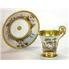 Image 1 : Continental hand painted porcelain cabinet cup and saucer, decorated with riverside scenes and gi…