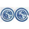 Image 1 : Pair of circular Chinese blue and white porcelain plates, hand painted with willow pattern, 26cm …