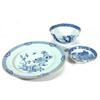 Image 1 : Circular hand painted blue and white Chinese charger decorated with flowers and a bird, Chinese b…