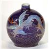 Image 1 : Fugawa porcelain vase, hand painted and gilded with Chinese dragon onto a blue ground, marks to b…