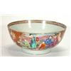 Image 1 : 18th century Chinese Mandarin palette punch bowl, hand painted with panels of figures and flowers…