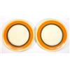 Image 1 : Two hand painted Clarice Cliff orange and brown banded side plates, marks to back, 17cm diameter…