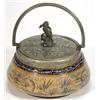 Image 1 : Hannah Barlow style pottery bowl with silver plated rim and cover decorated with a band of mice, …