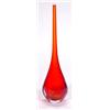 Image 1 : Slender necked red art glass vase, 27cm high…