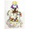 Image 1 : Continental hand painted porcelain figurine of a lady playing a harp beside a dog on a pierced ba…