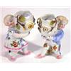 Image 1 : Pair of hand painted Continental porcelain children vases, 9cm high…