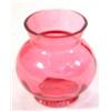 Image 1 : Small circular Cranberry glass pot, 7cm high…