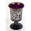 Image 1 : Silver overlaid amethyst Victorian goblet, decorated with flowers, 14cm high…