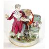Image 1 : Hand painted Continental porcelain figure group of a lady and gentleman beside a chair, decorated…