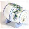 Image 1 : Hand painted floral porcelain barrel, 6cm high…