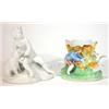 Image 1 : Hand painted porcelain boy chasing birds vase and a white glazed porcelain child by dog, tallest …