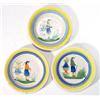 Image 1 : Three hand painted Quimper pottery saucers, decorated with farmers amongst flowers, 15cm diameter…