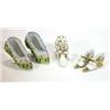 Image 1 : Pair of Continental porcelain hand painted floral shoes, pair of Victorian gilt shoes and a flora…