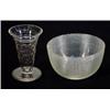 Image 1 : Victorian cut glass finger bowl, a cut glass flared vase and a stem vase, tallest 12cm high…