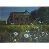 Image 1 : Framed watercolour of a Sussex church with daisies, Paul Evans, 30cm x 20cm…