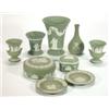 Image 1 : Selection of green Wedgwood Jasperware including vases, urns, boxes and covers, ashtrays, etc…