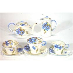 Selection of Shelley teaware comprising teapot, hot water pot and cover, milk jug, sugar bowl, cu…