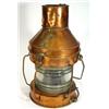 Image 1 : Copper brass and glass ship's lantern with swinging handle, 52cm high…