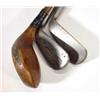 Image 1 : Three wooden shafted golf clubs, a wood, H. Jolly mashie special, and one other…