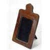 Image 1 : Rectangular stitched leather framed military mirror, 28cm high…