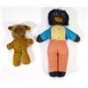 Image 1 : Old teddy bear with glass eyes and a toy gollywog, tallest 35cm…