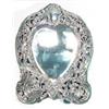 Image 1 : Victorian pierced heart shaped silver mirror with musical instrument and cherub head decoration, …