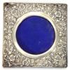 Image 1 : Square silver floral embossed photo frame, 12cm in length…
