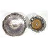 Image 1 : Silver plated vine design wine coaster and a floral chased circular tray on ball and claw feet, l…